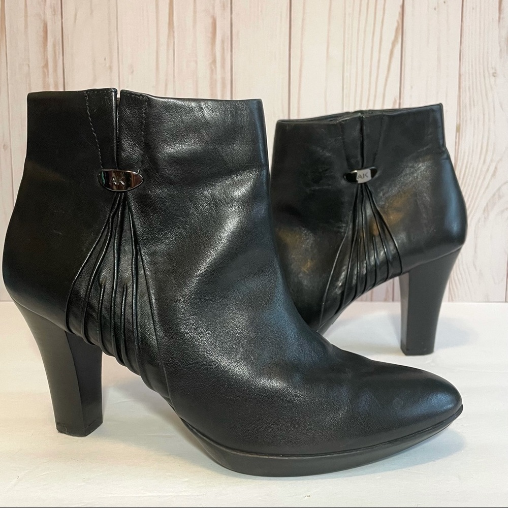 Anne Klein Akalas Ankle Boot Sz 10 Black Leather Booties